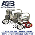 AOB 12V 200psi Dual Twin Compressors Chrome Tank